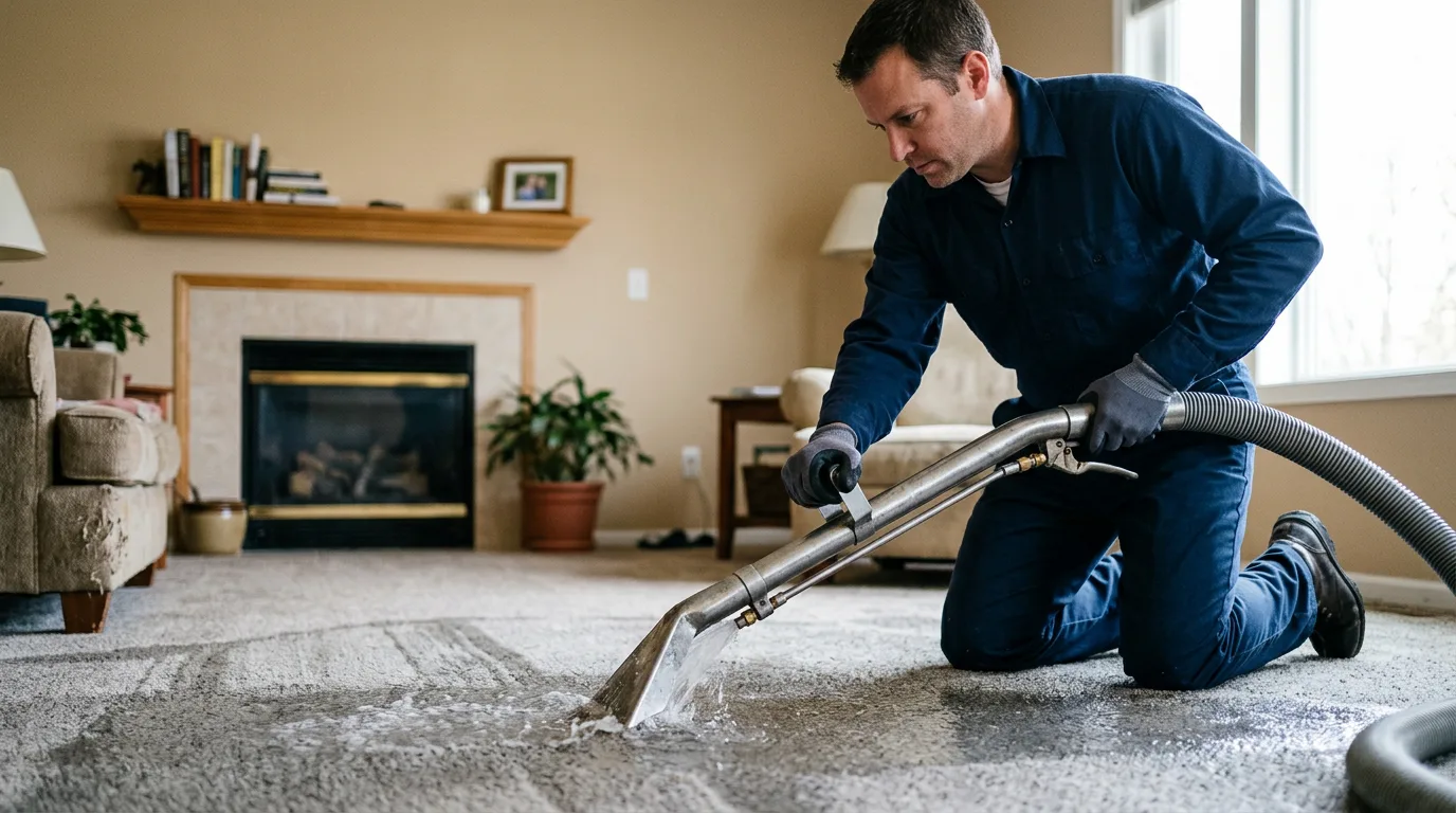 Water damage restoration technician working near Toughkenamon, PA